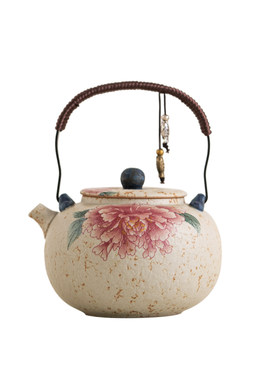 臻尧青花火石红陶瓷提梁茶壶