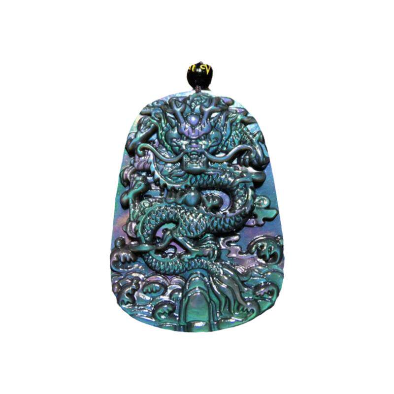 天然彩虹眼黑曜石龙牌毛衣链吊坠
