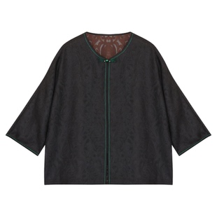 萧娘2025夏季四经绞罗香云纱新中式外套国风外搭圆领长袖女2646