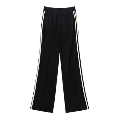 普普风撞色松紧腰针织长裤