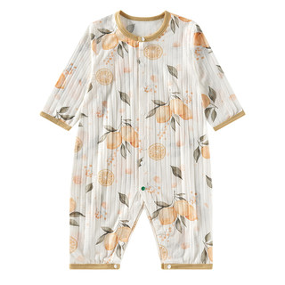 欧孕[果冻凉]婴儿衣服夏季薄款纯棉连体衣宝宝长袖睡衣哈衣空调服
