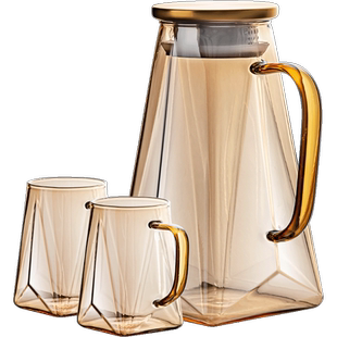 耐热客厅冷水壶家用套装大容量水果茶壶玻璃凉水壶瓶冷泡白开水杯