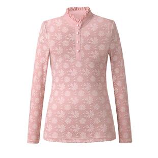 半高领蕾丝打底衫女2025新款洋气秋冬可外穿加绒加厚大码内搭上衣