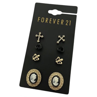 s99欧美首饰品简约2025新潮款个性唯美十字架小花卡梅奥耳钉套装