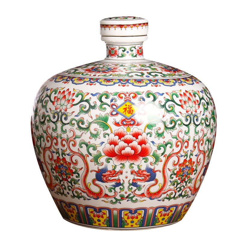 粉彩酒瓶景德镇釉上彩复古