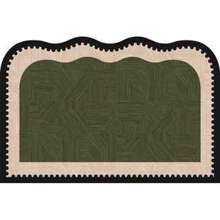 高级感中古风入户门地垫绿色门口进门耐脏脚垫玄关专用可裁剪地毯