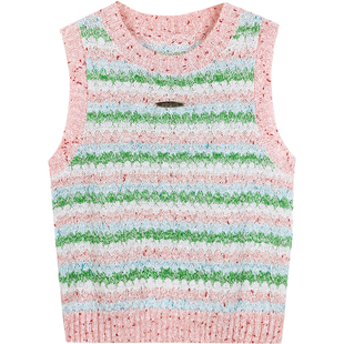 NORNOR女童条纹背心2025秋季新款宝宝洋气时髦上衣儿童装针织马甲