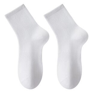 顶瓜瓜100%棉袜子女中筒袜春秋款白色防臭抗菌纯棉夏季长筒袜女士