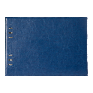 横款A4皮面商务活页本子外壳笔记本图画相册会议记录本定制印logo办公用品日记本子横版活页夹外套手帐本刻字