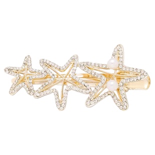 新款海星珍珠发夹刘海夹侧边夹水钻鸭嘴夹发卡一字夹碎发夹子头饰