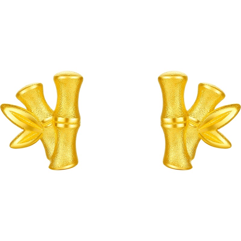 周六福黄金5G计价足金耳饰秋意节节凌云耳钉节节高升系列妇女节礼