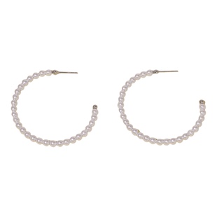 FLOAT浮漾简约C形珍珠大耳圈复古圆圈耳环优雅气质baby小米珠耳夹