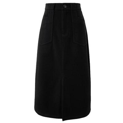 娅丽达开叉仿毛呢半身裙女