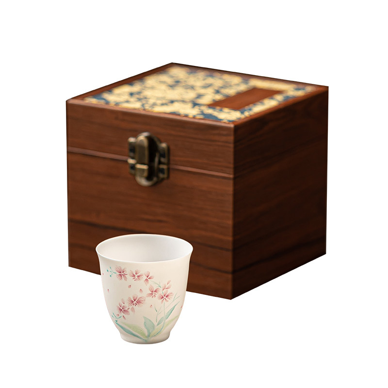 繁花系列超薄胎白瓷纯手绘主人杯
