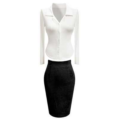 蕾丝花边通勤衬衣感修身针织上衣