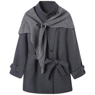 慕兔韩系小个子立领风衣外套女2026春季新款高级感宽松中长款大衣