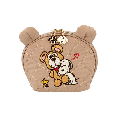 sun-star太阳星PEANUTS花生漫画复古主题限定系列史努比主题金色银色彩色印花扁平收纳包文具化妆数码卡