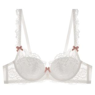 Lilymoda内衣女小胸聚拢夏季薄款胸大显小纯欲蕾丝白色文胸套装