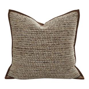 现代简约沙发抱枕床上靠背样板房靠垫方枕米咖色颗粒肌理抱枕