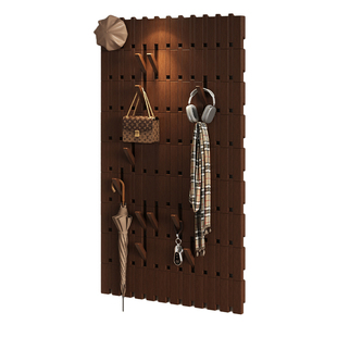 三梦实木钢琴键挂衣架一体入户玄关门口墙上衣架挂墙式置物衣帽架