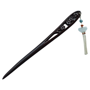 寒玉簪秋水 轻纱卷碧烟 |蓝水翡翠小叶紫檀蝴蝶梅花纯银流苏发簪