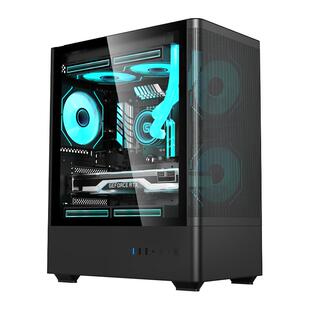 硕一星际U620台式机电脑matx主机箱白色亚克力曲面侧透海景房机箱