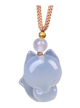 高冰玉髓小狐仙吊坠女生项链桃花