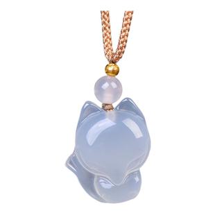 高冰玉髓小狐仙吊坠女生项链招桃花如意挂件时尚简约情侣饰品配饰