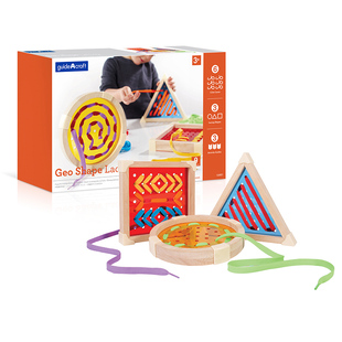 guidecraft儿童形状图案穿绳游戏板3岁以上排序探索编织类教玩具