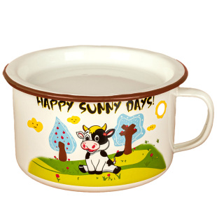 飞凡搪瓷泡面碗快餐杯带盖学生食堂饭盒茶饭缸子卡通保鲜盒加厚