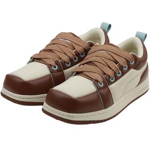 CALVINLUO 方头拼色面包休闲鞋 24春夏 新品 棕/黑 欧阳娜娜同款