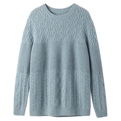 羚荌渼粗针编织男士羊绒衫毛衣厚