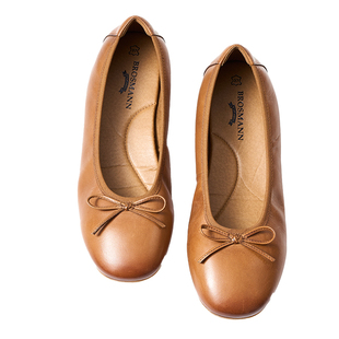 宝舒曼春季新款真皮芭蕾鞋女款一脚蹬休闲鞋蝴蝶结平底鞋女鞋单鞋