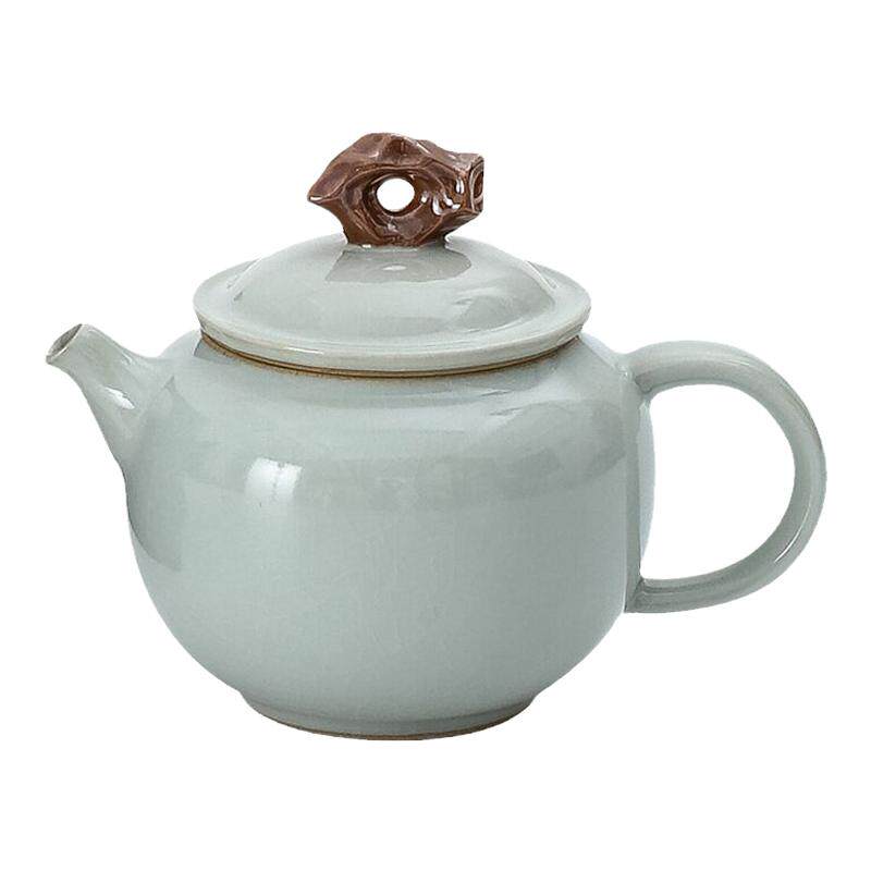 汝窑太湖石茶壶单壶开片可养手工茶壶
