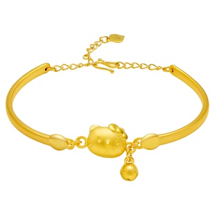 Hello Kitty黄金色手链女KT凯蒂猫手镯铃铛挂坠首饰送女朋友礼物