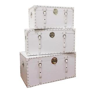 特大号收纳箱白色简约欧式茶几箱陈列箱放衣服储物木质皮箱子带锁