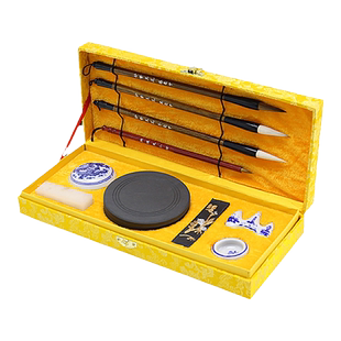 文房四宝毛笔套装初学者练毛笔小学生儿童书法入门练字帖专用全套笔墨纸砚水写布大中小楷毛笔套装礼盒包装