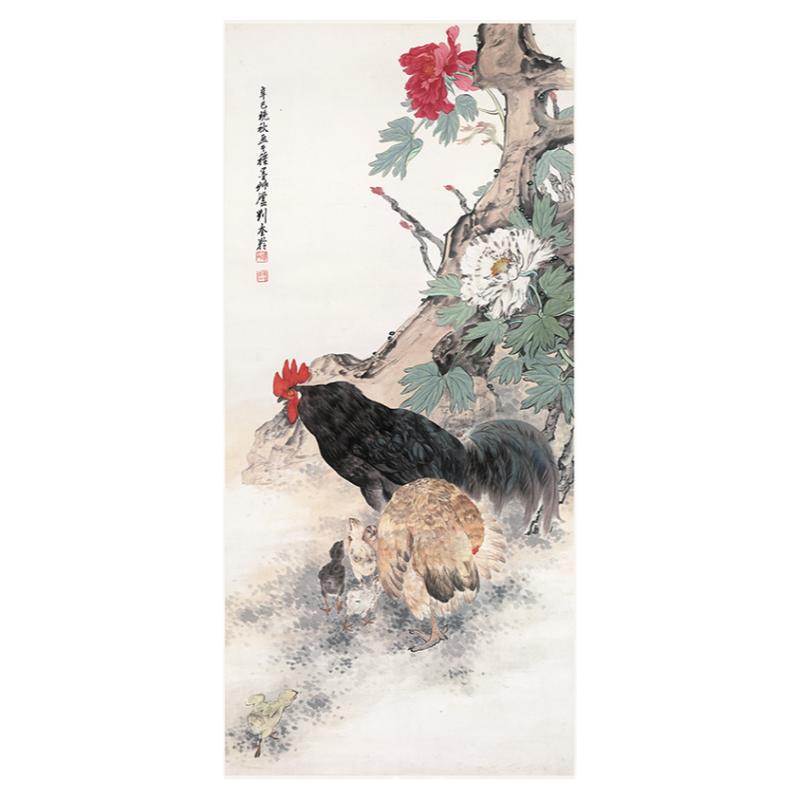 刘奎龄鸡鸣富贵图动物寓意国画