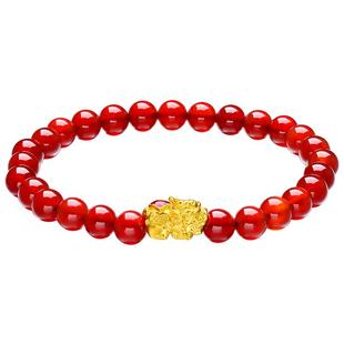 【百亿补贴】情人节TSL谢瑞麟黄金5D貔貅足金招财红玛瑙手串XK132
