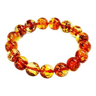 金鱼胡同一花一世界花珀蜜蜡圆珠手链琥珀佛珠文玩手串送礼佳品