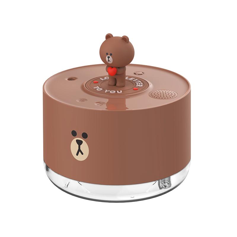 hikii布朗熊line蓝牙音响音乐加湿器办公室桌面大雾量香薰机家用静音卧室大容量宿舍学生卡通充电情人礼物