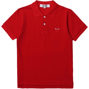IT CDG PLAY COMME des GARÇONS川久保玲女装polo衫休闲爱心缝饰