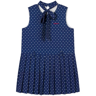 WhyBerry 24SS“波点派对”红白波点复古连衣裙微A深蓝色裙子夏日