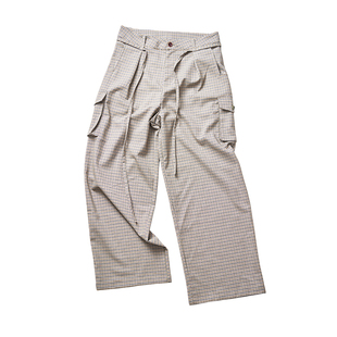 GongheRepub 「长秋」千鸟格双褶西裤 抗皱直筒宽松垂坠长裤