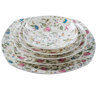 陶瓷盘子骨瓷方盘碟子ins花纹托盘餐盘家用日式韩式创意异形菜盘