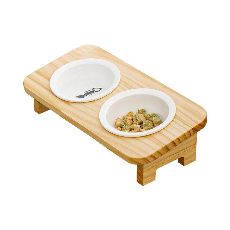 护颈实木猫碗猫食盆耐用防打翻