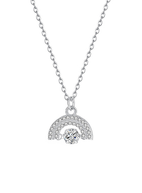 s999纯银彩虹桥灵动锆石项链女