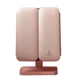 EASEHOLD随身便携带灯镜子梳妆台桌面折叠化妆镜情人节礼物送女生