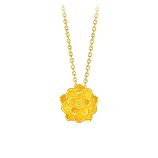 老凤祥黄金莲花项链女足金小克重吊坠2025新款纯金生日礼物送女友