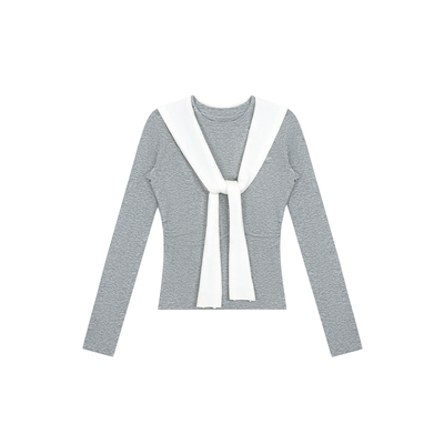 CalledBack假两件灰色上衣